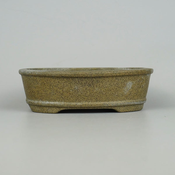 中古 盆栽鉢 常滑 旭清 小型 長辺 約12.5cm 楕円鉢 下帯 泥物 小判  中古鉢 h1198422034