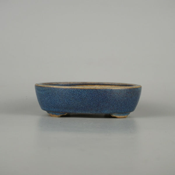 中古盆栽鉢 一蒼作 小型 長辺 約 14cm 楕円鉢 釉薬  中古鉢 k1198407139