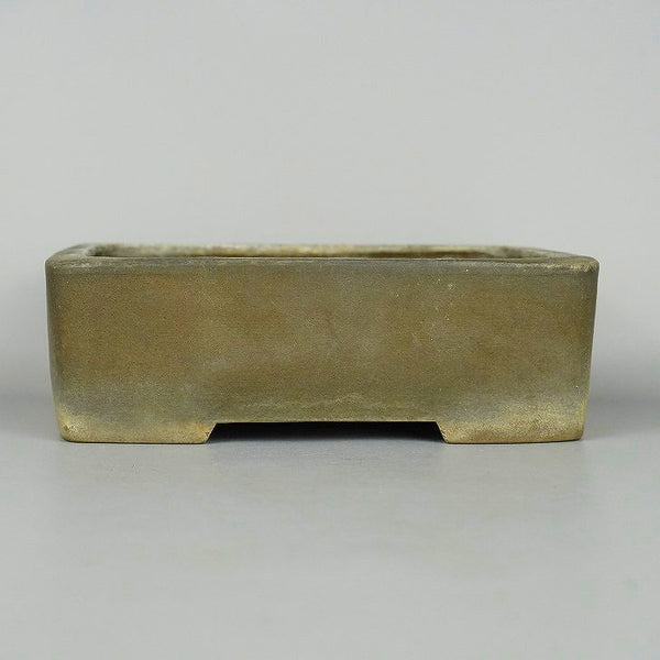 盆栽鉢 常滑 正山 小型 長辺 約15.5cm 長方鉢 撫角 切足 泥物  中古鉢 w1198412071