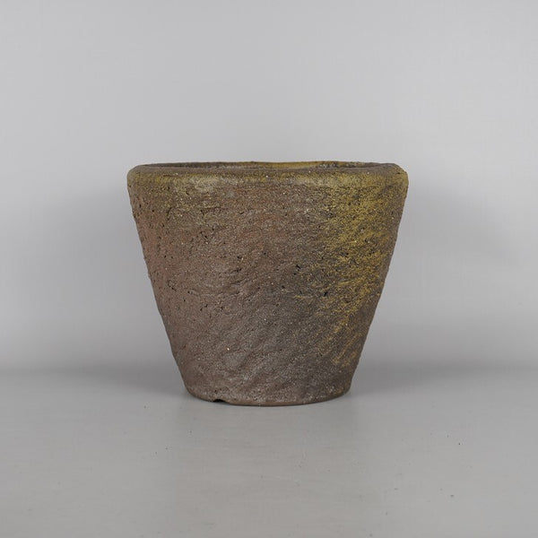 中古盆栽鉢 常滑 松下 凡才 中型 長辺 約 21.5cm 丸鉢 泥物  中古鉢 h1198426073