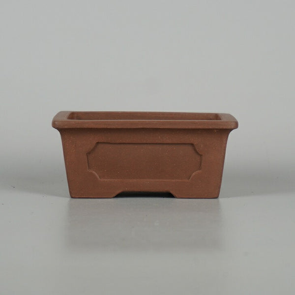 中古 盆栽鉢 落款なし 小型 長辺 約 10.8cm 長方鉢 外縁 窓入 泥物  中古鉢 q1198419401