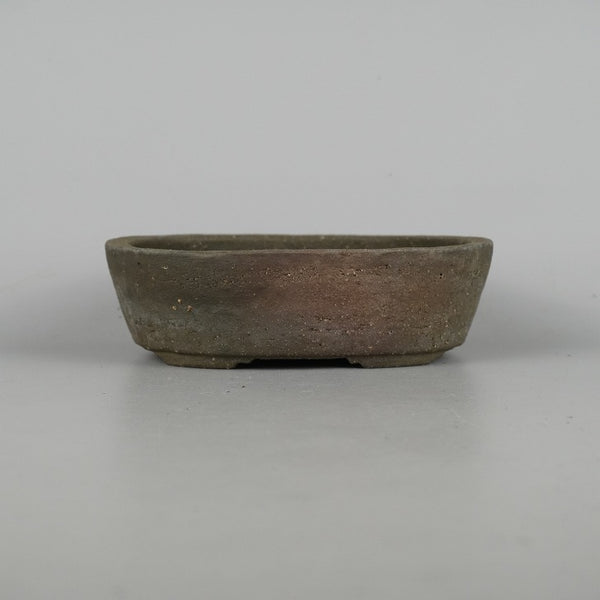 中古盆栽鉢 文山 越前文山 小型 長辺 約16.5cm 楕円鉢 泥物  中古鉢 m1198407144