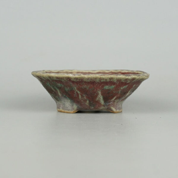 中古盆栽鉢 春嘉 はるよし 小型 長辺 約10.5cm 丸鉢 釉薬  中古鉢 b1198420425