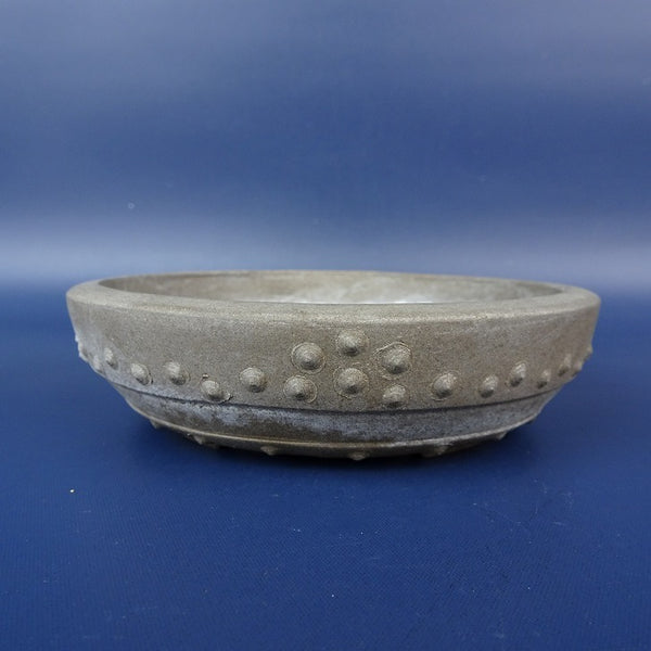 中古盆栽鉢 寶山?古 小型 長辺 約11.3cm 丸鉢 鋲打 泥鉢 中国鉢  中古鉢 m1198406095