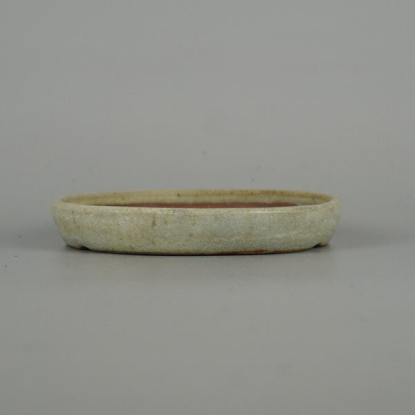 中古盆栽鉢 一蒼 小型 長辺 約 11cm 丸鉢 釉薬  中古鉢 u1198428213