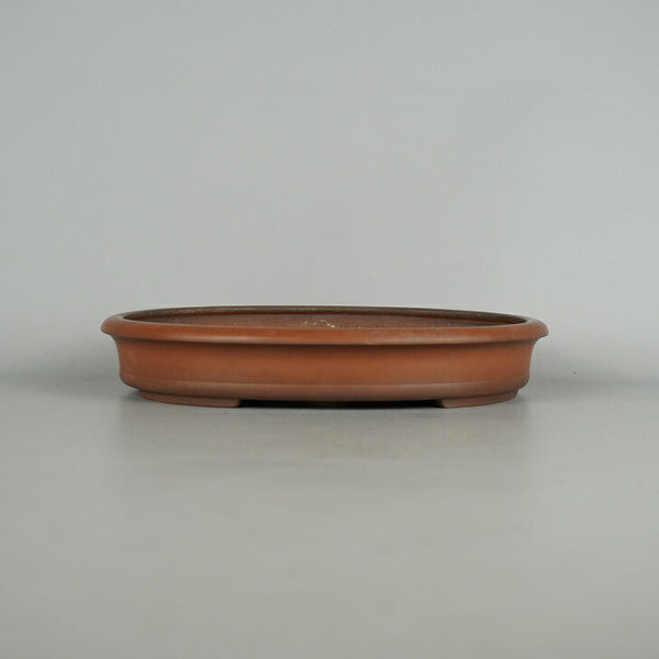 中古 盆栽鉢 峰輝堂 中型 長辺 約 22cm 楕円鉢 外縁 泥物  中古鉢 f1198409384