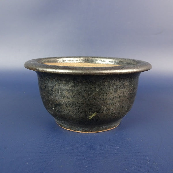中古盆栽鉢 常滑 壱興 渡辺 一弘 小鉢 長辺 約8.8cm 丸鉢 外縁 釉薬  中古鉢 b1198421471