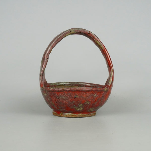 中古盆栽鉢 文山 越前文山 小型 高さ 約18cm 鯖江園芸 丸鉢 取手付き 釉薬 観賞用  中古鉢 l1198408529