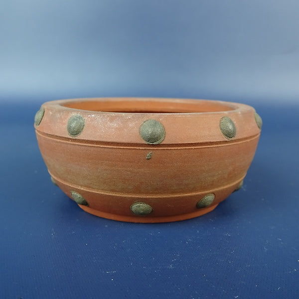 中古盆栽鉢 常滑 一陶園 小鉢 長辺 約7cm 丸鉢 鋲打 泥鉢  中古鉢 c1198410315