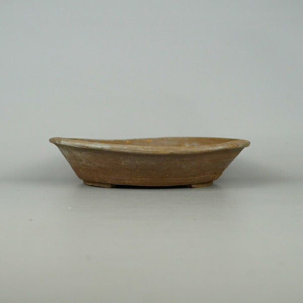 中古盆栽鉢 仁平 小鉢 長辺 約18.8cm 丸鉢 泥物  中古鉢 l1198411020