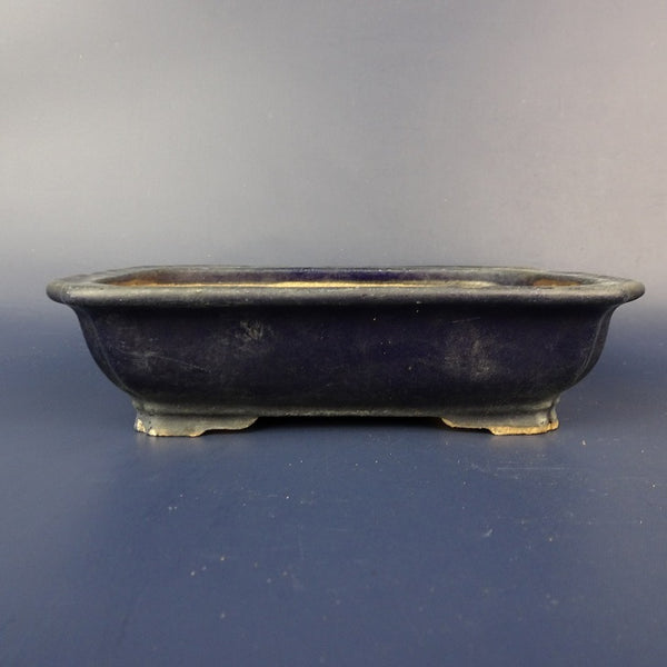 中古盆栽鉢 常滑 服部 小型 長辺 約 14.5cm 長方鉢 外縁 隅入 釉薬  中古鉢 1198404078