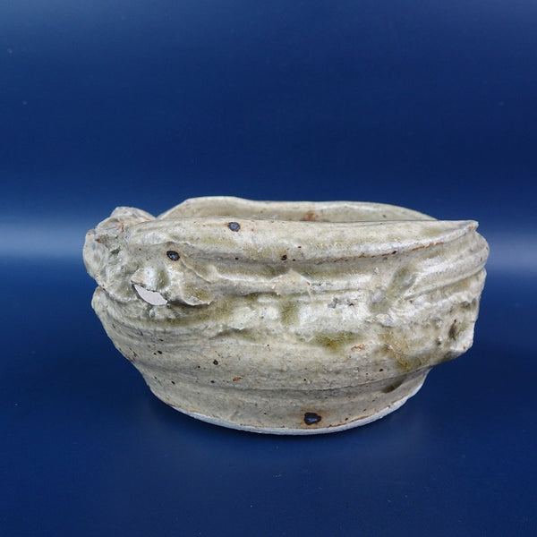 中古 盆栽鉢 品野 禎山 小型 長辺 約11.5cm 変形 丸鉢 釉薬  中古鉢 t1198406236