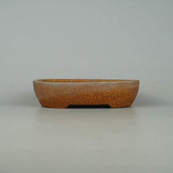 中古盆栽鉢 常滑 服部 小型 長辺 約 15.3cm 楕円鉢 泥物  中古鉢 r1198408217