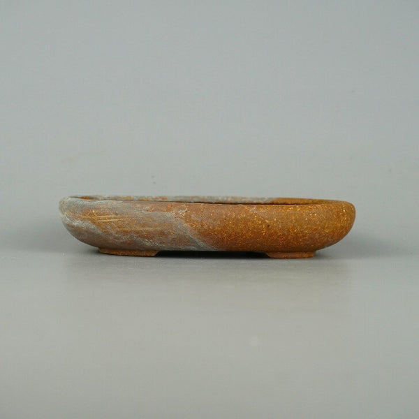 中古盆栽鉢 常滑 知 服部 小型 長辺 約 15.5cm 楕円鉢 泥物  中古鉢 s1198409199