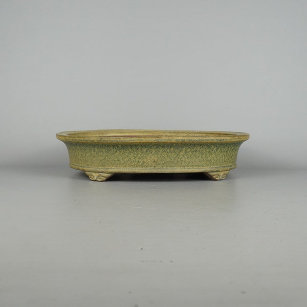 中古盆栽鉢 常滑 陶昇造 中型 長辺 約30.5cm 楕円鉢 外縁 下帯 釉薬  中古鉢 d1198421137