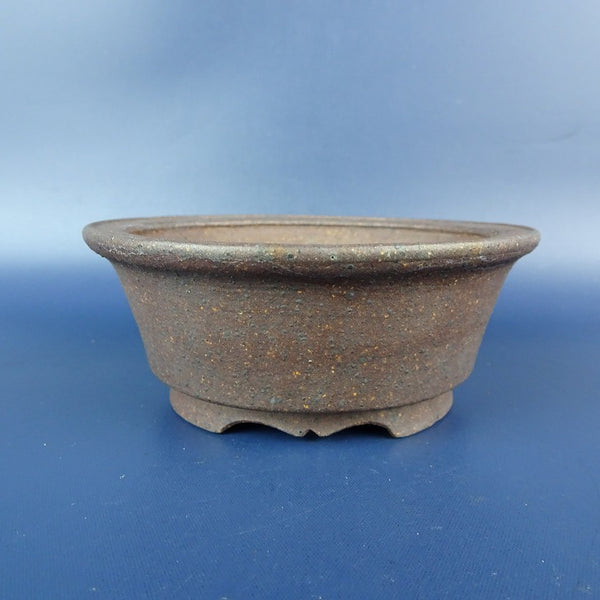 中古盆栽鉢 常滑 壱興 渡辺 一弘 小型 長辺 約10.4cm 丸鉢 外縁 泥鉢  中古鉢 u1198422797