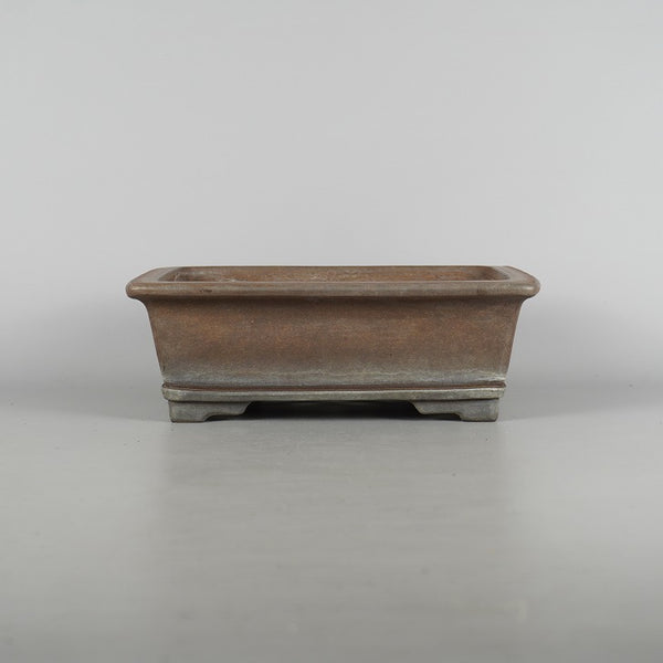中古 盆栽鉢 常滑 中野 行山 中型 長辺 約 24.7cm 長方鉢 外縁 泥物  中古鉢 t1198409420