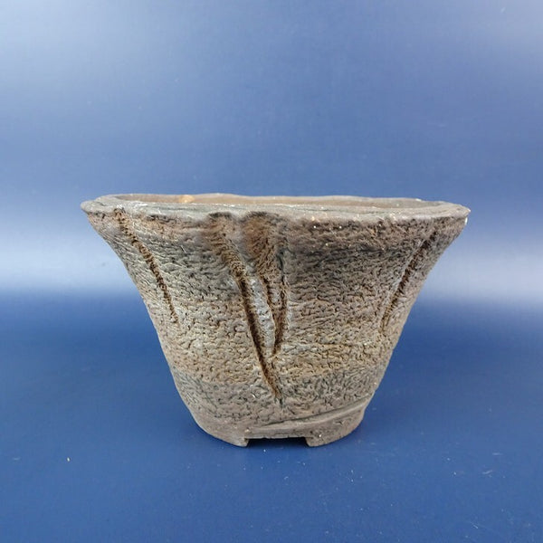 中古盆栽鉢 常滑 竜岳 小型 長辺 約11.5cm 丸鉢 泥鉢  中古鉢 u1198427580