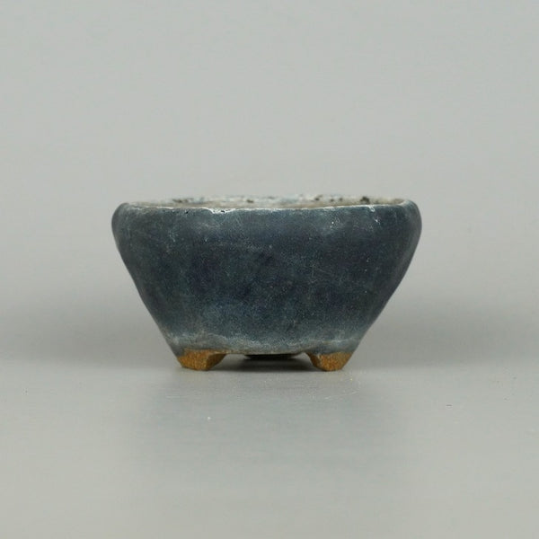 中古盆栽鉢 豊千 小鉢 長辺 約7.5cm 丸鉢 瑠璃 釉薬  中古鉢 g1198418086
