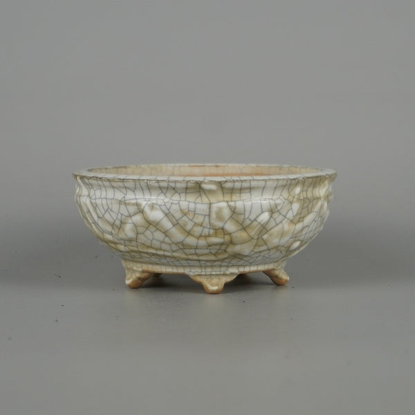 中古 盆栽鉢 常滑 英明 小型 長辺 約 10.4cm 丸鉢 釉薬  中古鉢 s1198416964