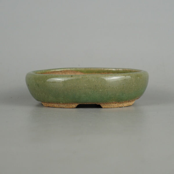 中古盆栽鉢 豊千 小型 長辺 約 10.7cm 楕円鉢 釉薬  中古鉢 v1198433746