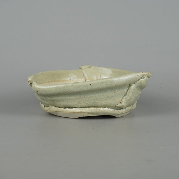 中古 盆栽鉢 禎山 小型 長辺 約15.5cm 変形鉢 丸 三角 釉薬  中古鉢 p1198418074