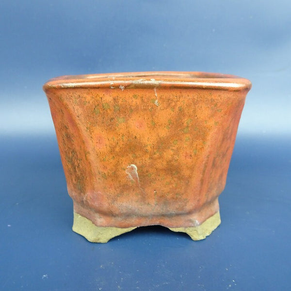 中古盆栽鉢 九谷錦生 小鉢 長辺 約8cm 正方鉢 外縁 撫角 釉薬  中古鉢 h1198425070