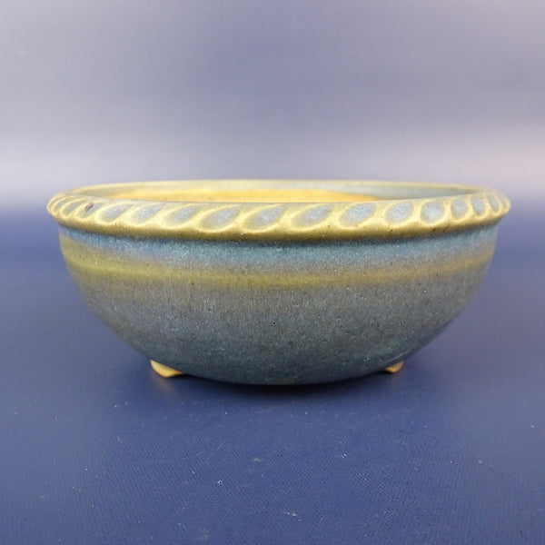 中古盆栽鉢 景舟 小鉢 長辺 約9cm 丸鉢 縄縁 釉薬  中古鉢 j1198419902