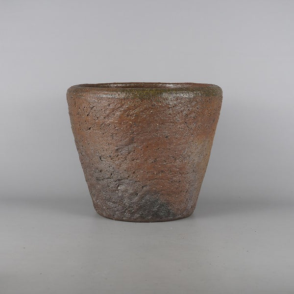 中古盆栽鉢 常滑 松下 凡才 中型 長辺 約 24.5cm 丸鉢 泥物  中古鉢 w1198407988