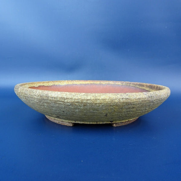 中古盆栽鉢 落款あり 小型 長辺 約18.3cm 丸鉢 釉薬  中古鉢 o1198429506