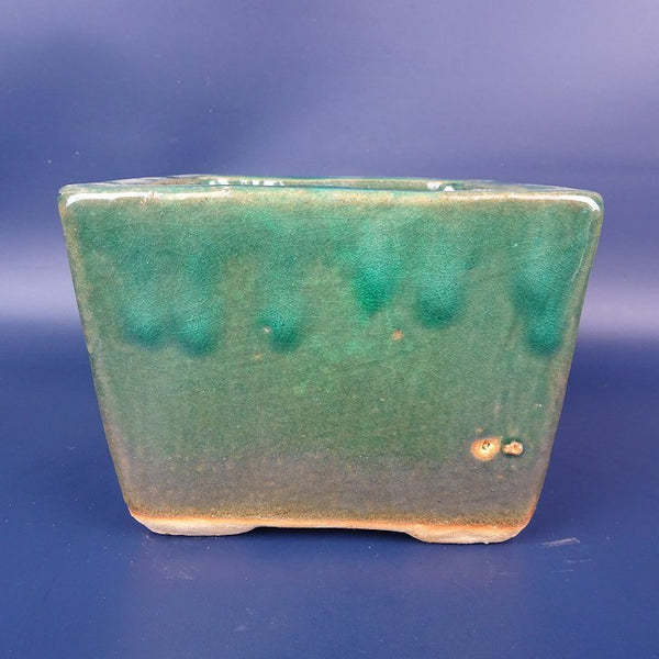 中古盆栽鉢 広東鉢 落款なし 小型 長辺 約14.5cm 正方鉢 釉薬  中古鉢 d1198424235