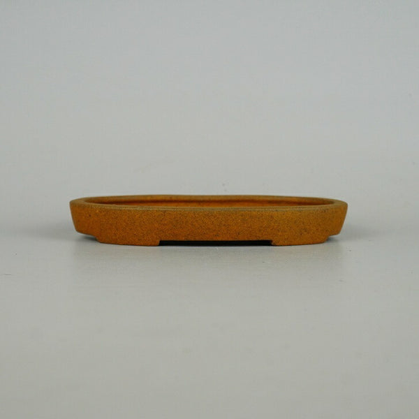 中古盆栽鉢 美濃謙山 小型 長辺 約15cm 楕円鉢 泥物  中古鉢 f1198413561