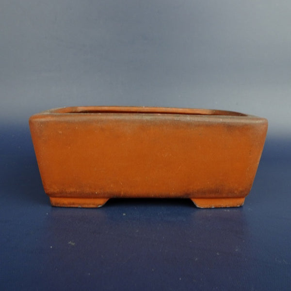 中古盆栽鉢 春萌 小型 長辺 約10.7cm 長方鉢 泥物  中古鉢 l1198409784