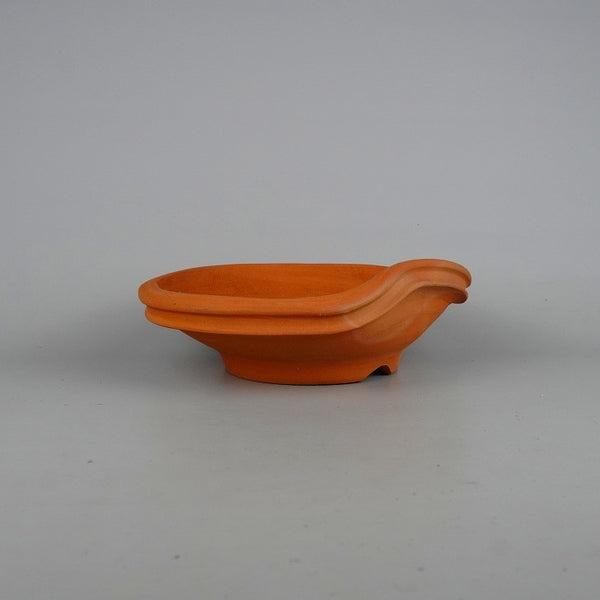 中古盆栽鉢 竹鳳 中型 長辺 約23cm 変形 丸鉢 泥物  中古鉢 h1198429503