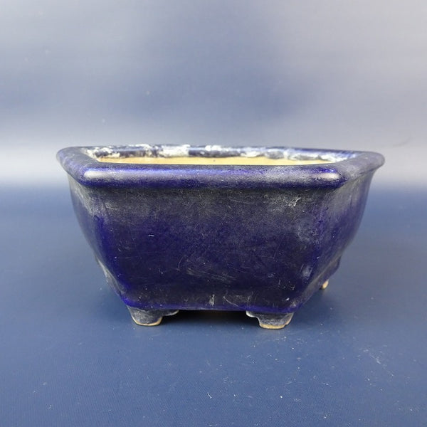 中古盆栽鉢 平安竹山 小型 長辺 約12cm 六角鉢 釉薬  中古鉢 q1198409633