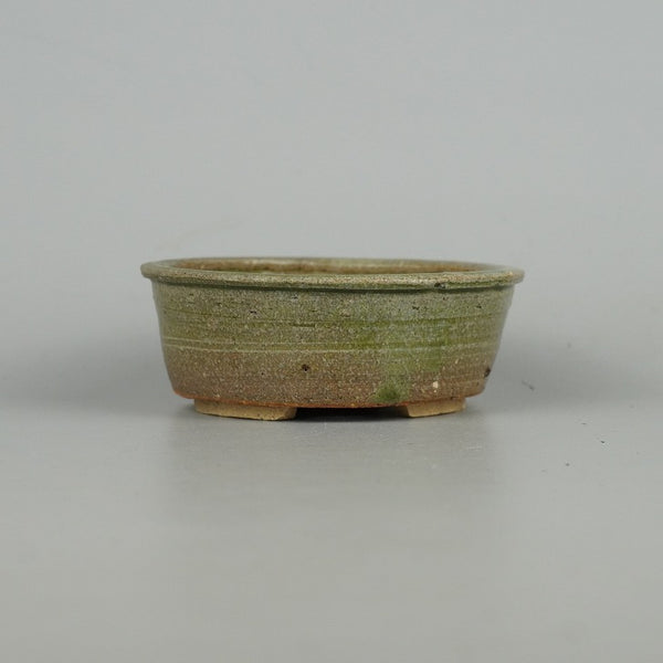 中古盆栽鉢 仁平 小型 長辺 約10cm 丸鉢 釉薬  中古鉢 u1198430405