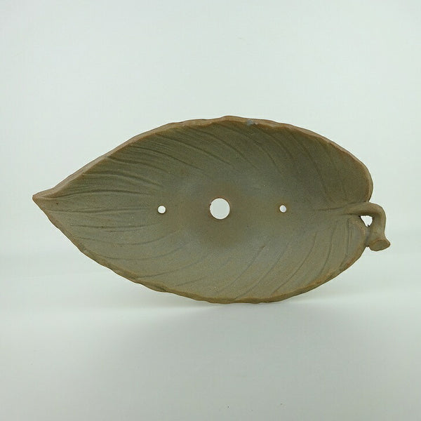 中古盆栽鉢 小石原焼 中型 長辺 約25cm 葉型鉢  中古鉢 n1198406445