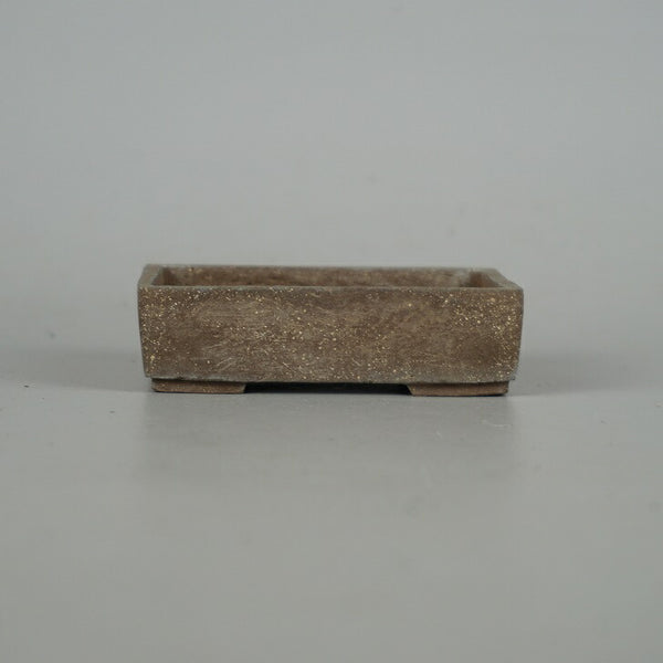 中古盆栽鉢 寿悦 小鉢 長辺 約 7.7cm 長方鉢 泥物  中古鉢 m1198409021