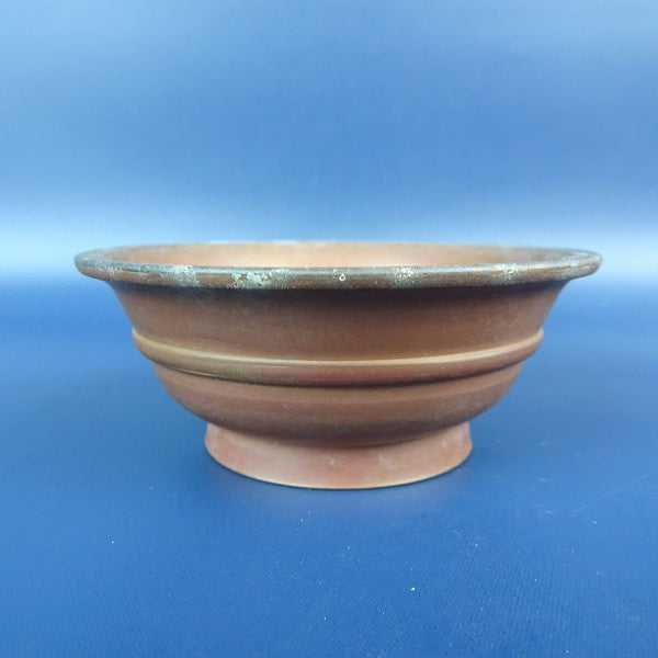 中古 盆栽鉢 常滑 千交苑 小鉢 長辺 約8.3cm 丸鉢 外縁 中帯 泥物  中古鉢 j1198416867