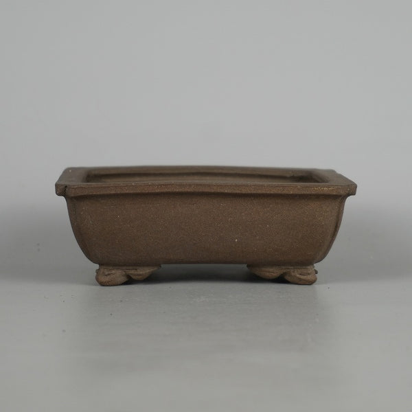 中古盆栽鉢 重石 小型 長辺 約 13.2cm 長方鉢 外縁 隅入 雲足 泥物  中古鉢 q1198416514