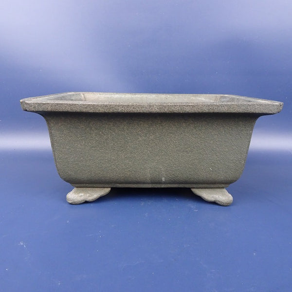 中古盆栽鉢 落款あり 小型 長辺 約20.5cm 長方鉢 外縁 雲足 泥鉢  中古鉢 u1198422689