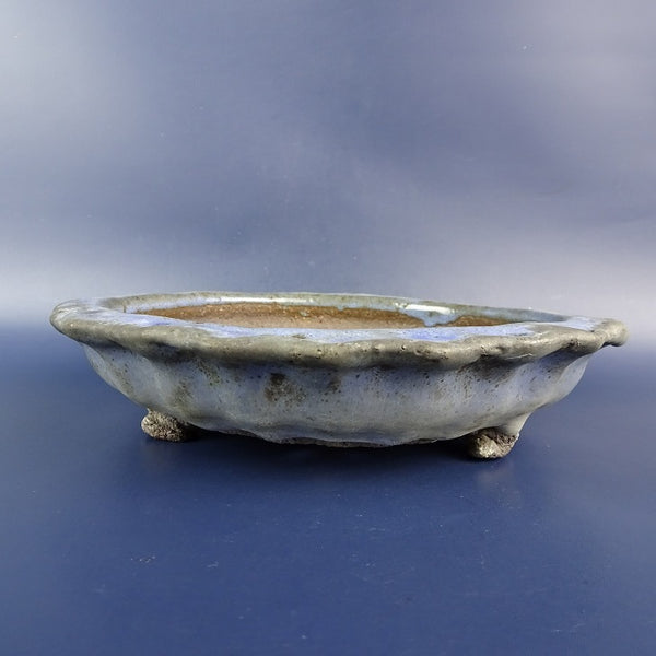 中古盆栽鉢 常滑 竜岳造 小型 長辺 約19cm 輪花鉢 釉薬  中古鉢 d1198425113