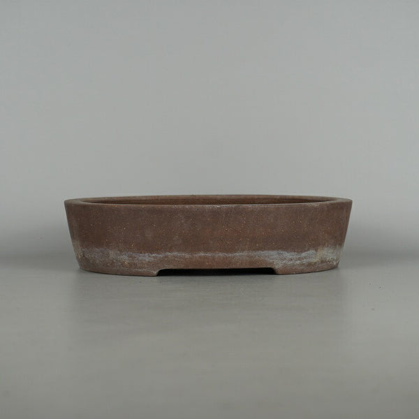 中古盆栽鉢 壱光堂 喜仙 中型 長辺 約 25cm 楕円鉢 泥物  中古鉢 x1198410540