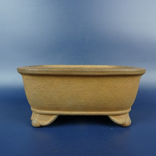 中古 盆栽鉢 常滑 旭清 小型 長辺 約12.8cm 長方鉢 外縁 雲足 下帯 泥物  中古鉢 p1198415387