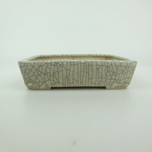 中古盆栽鉢 青香 小型 長辺 約 12.3cm 長方鉢 貫入 釉薬  中古鉢 u1198429166