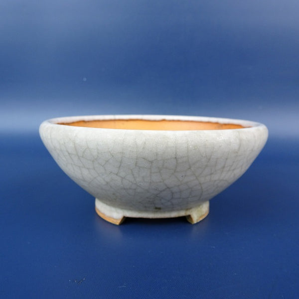 中古盆栽鉢 平安香草 小型 長辺 約10.1cm 丸鉢 貫入 釉薬  中古鉢 u1198424942