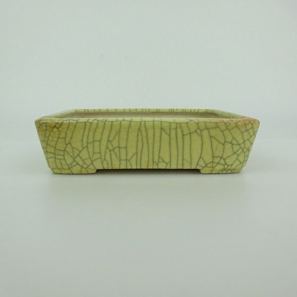 中古盆栽鉢 青香 小型 長辺 約 12.4cm 長方鉢 貫入 釉薬  中古鉢 f1198414659