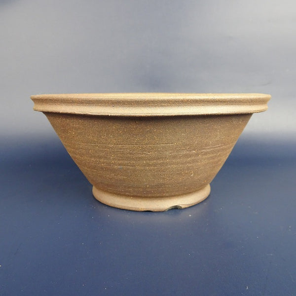 中古盆栽鉢 伝 小型 長辺 約14.8cm 丸鉢 外縁 泥物  中古鉢 l1198412067