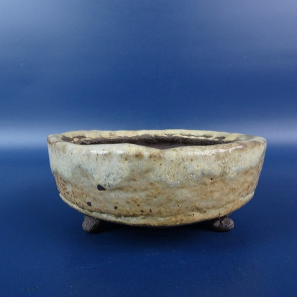 中古盆栽鉢 常滑 竜岳 小鉢 長辺 約 9.8cm 丸鉢 釉薬  中古鉢 f1198406842