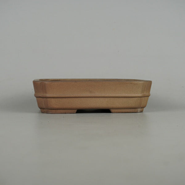 中古盆栽鉢 青香 小型 長辺 約 14.6cm 長方鉢 隅入 中帯 泥物  中古鉢 w1198413655